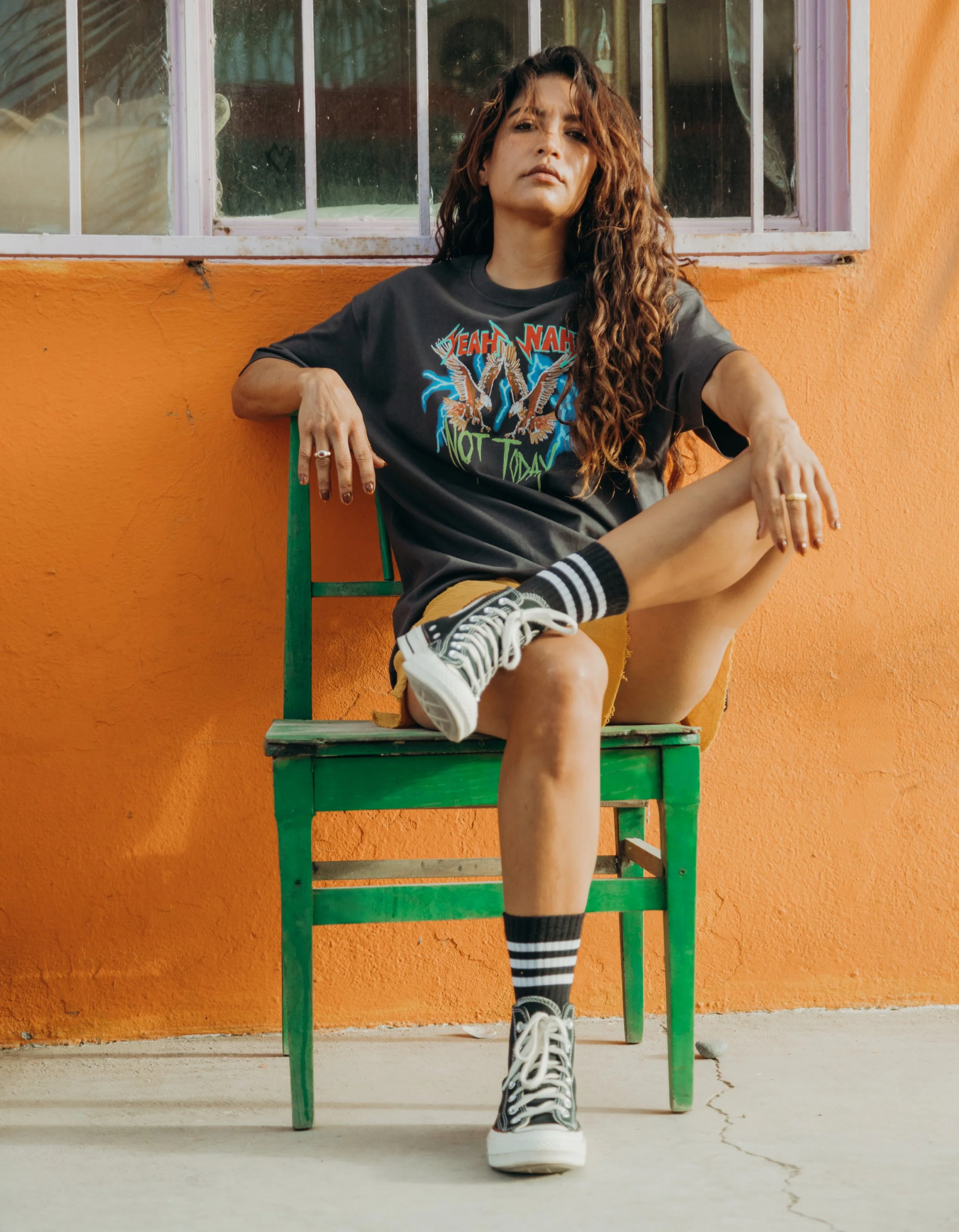 Women's Oversized Care Way Less Tee in Acid Wash — Tahnee Kelland